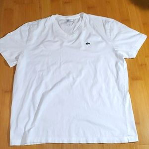 Lacoste white v neck shirt XL